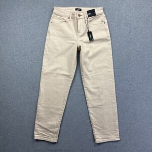 Express NWT Women's Mid Rise Boyfriend Cream Color Jeans Size 0